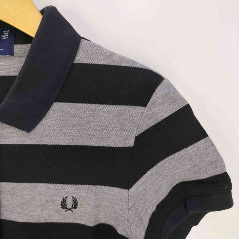 フレッドペリー FRED PERRY ロゴ刺繍 ボーダー コットンピケ 鹿の子 ポロシャツ レディース EUR:40