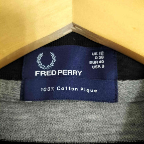 フレッドペリー FRED PERRY ロゴ刺繍 ボーダー コットンピケ 鹿の子 ポロシャツ レディース EUR:40