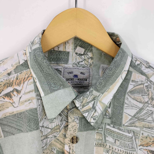 THE BIG SHIRT MAKER 総柄 レギュラーカラーシャツ メンズ import:XL