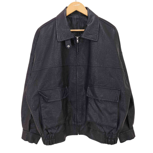 ジップアップ フェイクレザー ジャケット メンズ