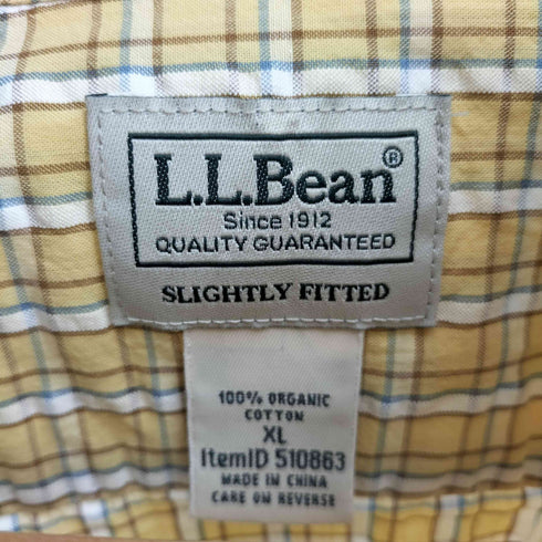 エルエルビーン L.L.Bean オーガニックコットン シアサッカー 半袖 チェックシャツ メンズ import:XL