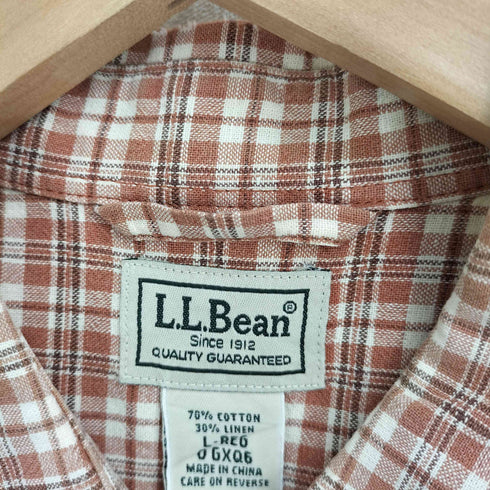 エルエルビーン L.L.Bean 90-00S リネン混 半袖 チェックシャツ メンズ import:L