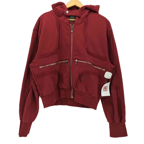Argue Culture カットオフデザイン クロップド ジップアップ フーディー 韓国 Y2K メンズ import:M