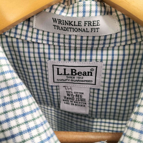 エルエルビーン L.L.Bean WRINKLE FREE TRADITIONAL FIT コットン 半袖 チェックシャツ メンズ 16 1/2