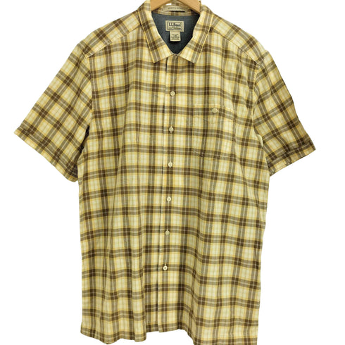 エルエルビーン L.L.Bean SLIGHTY FITTED コットン 半袖 開襟 チェックシャツ メンズ import:L