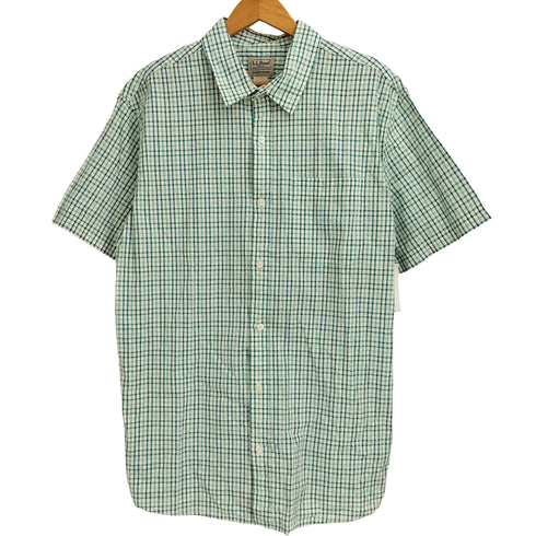 エルエルビーン L.L.Bean シアサッカー オーガニックコットン100 半袖 チェックシャツ メンズ import:XL