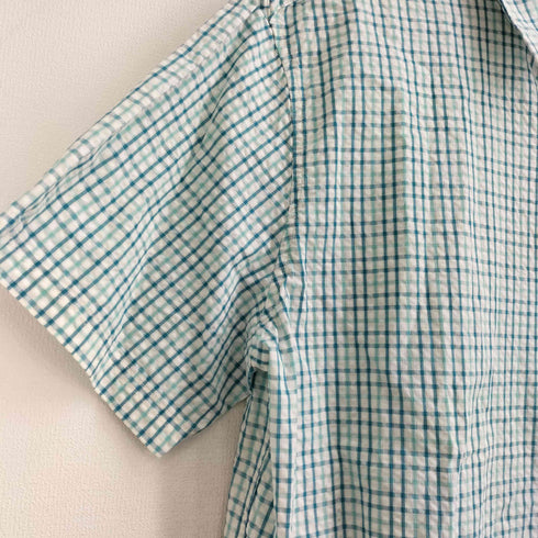 エルエルビーン L.L.Bean シアサッカー オーガニックコットン100 半袖 チェックシャツ メンズ import:XL