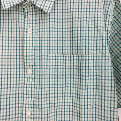 エルエルビーン L.L.Bean シアサッカー オーガニックコットン100 半袖 チェックシャツ メンズ import:XL