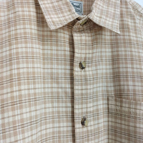 エルエルビーン L.L.Bean リネン混 半袖 チェックシャツ メンズ import:L