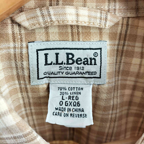 エルエルビーン L.L.Bean リネン混 半袖 チェックシャツ メンズ import:L
