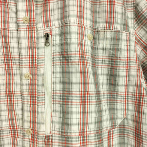 エルエルビーン L.L.Bean ポケット ジップデザイン ボックスシルエット シアサッカー半袖 チェックシャツ メンズ XXL