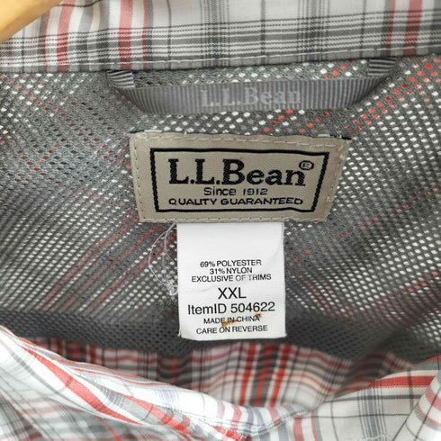 エルエルビーン L.L.Bean ポケット ジップデザイン ボックスシルエット シアサッカー半袖 チェックシャツ メンズ XXL