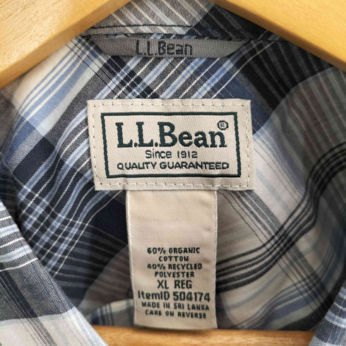 エルエルビーン L.L.Bean オーガニックコットン ダブルポケット 半袖 チェックシャツ メンズ import:XL