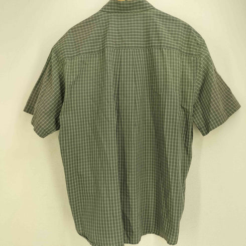 エディーバウアー Eddie Bauer ナイロンコットン ボタンダウン半袖チェックシャツ メンズ import:XL