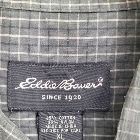 エディーバウアー Eddie Bauer ナイロンコットン ボタンダウン半袖チェックシャツ メンズ import:XL
