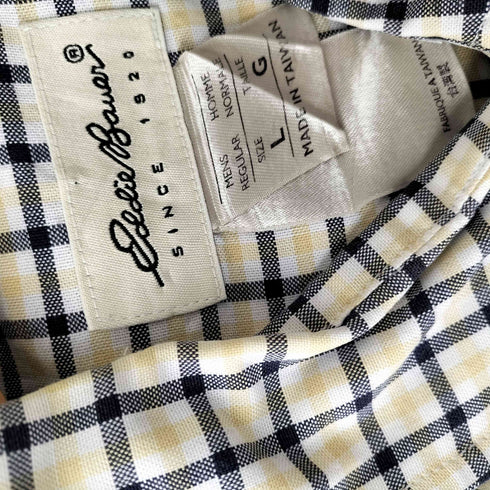 エディーバウアー Eddie Bauer ボタンダウン半袖チェックシャツ メンズ import:L