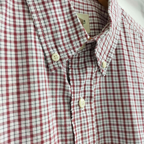 エディーバウアー Eddie Bauer コットン ボタンダウン 半袖 チェックシャツ メンズ import:L