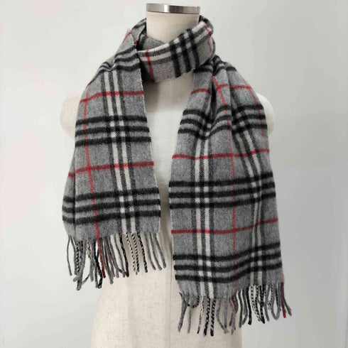 バーバリーロンドン BURBERRY LONDON MADE IN ENGLAND ウール100% ノバチェックフリンジマフラー レディース