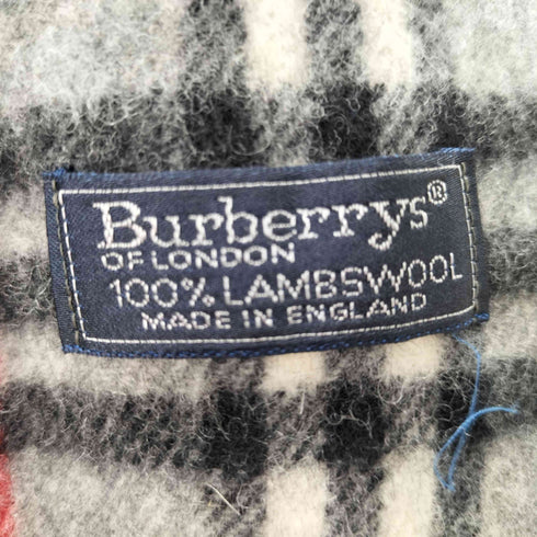 バーバリーロンドン BURBERRY LONDON MADE IN ENGLAND ウール100% ノバチェックフリンジマフラー レディース