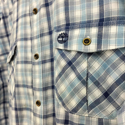 ティンバーランド Timberland SLIM FIT エルボーパッチ ワンポイント刺繍 ダブルボケット 長袖チェックシャツ メンズ import:XL