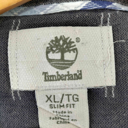 ティンバーランド Timberland SLIM FIT エルボーパッチ ワンポイント刺繍 ダブルボケット 長袖チェックシャツ メンズ import:XL