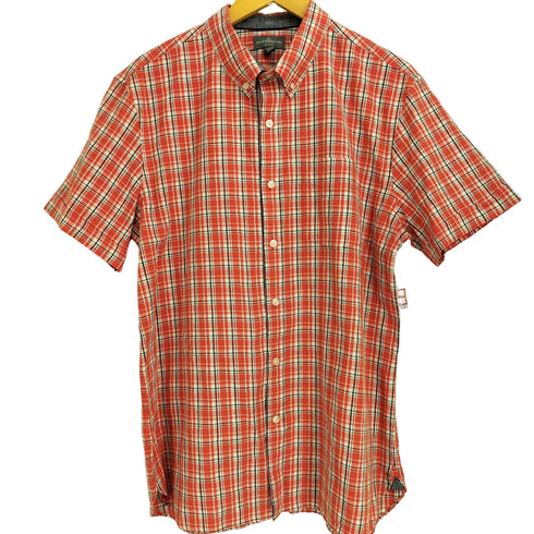 エルエルビーンシグネチャー L.L.Bean SIGNATURE リネン混 ボックスシルエット ボタンダウン半袖チェックシャツ メンズ import:L