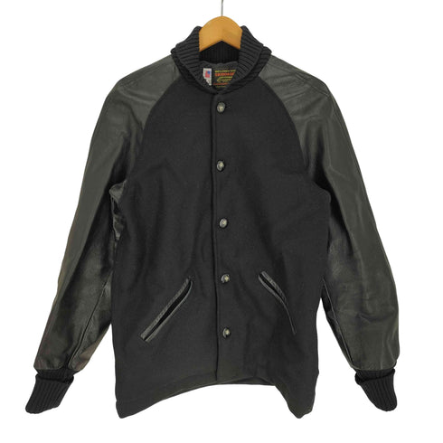 スクーカム SKOOKUM USA製 LETTERMAN JACKET レターマン メルトンウール レザー ショールカラー スタジャン ジャケット ロングリブ メンズ US:34