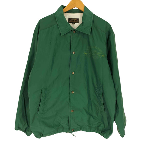 エディーバウアー Eddie Bauer 黒タグ 復刻 USA製 ロゴ プリント 裏地フリース ナイロン コーチジャケット メンズ import:L