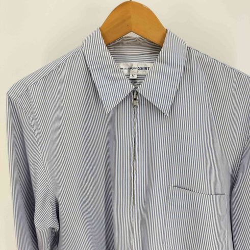 コムデギャルソンシャツ COMME des GARCONS SHIRT 90-00S フランス製 ジップアップ ストライプ シャツ ジャケット メンズ JPN:M