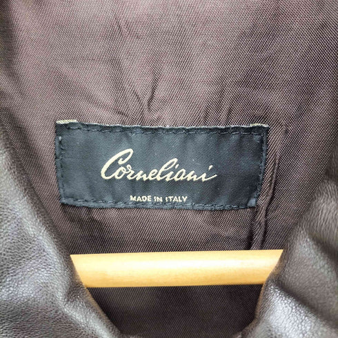 CORNELIANI イタリア製 羊革 シープスキン 比翼 ジップアップ レザージャケット メンズ EUR:44