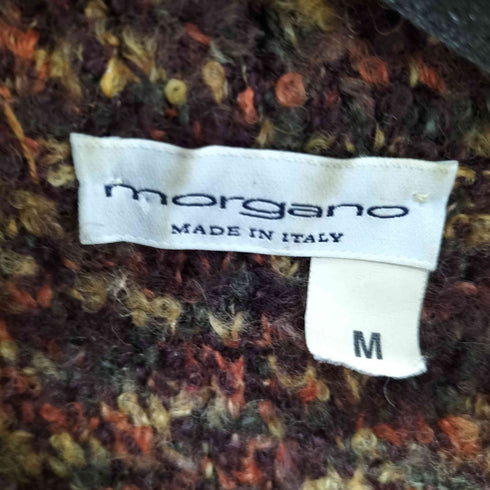MORGANO ボーダー柄 ジップアップ カラーニット レディース import:M