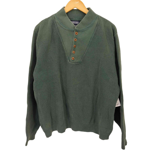ランズエンド LANDS END 90S USA製 ヘンリーネック コットン リブ ニット メンズ import:L