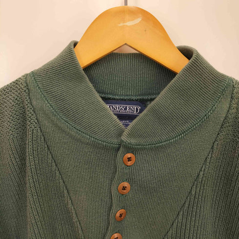 ランズエンド LANDS END 90S USA製 ヘンリーネック コットン リブ ニット メンズ import:L