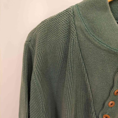 ランズエンド LANDS END 90S USA製 ヘンリーネック コットン リブ ニット メンズ import:L