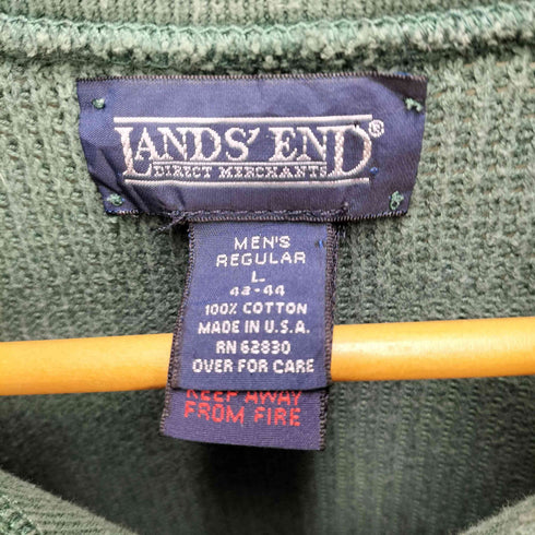 ランズエンド LANDS END 90S USA製 ヘンリーネック コットン リブ ニット メンズ import:L