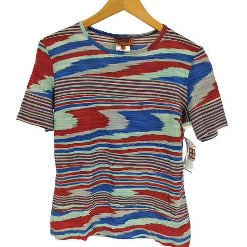 ミッソーニ MISSONI イタリア製 総柄 サイケ シルク S/S Tシャツ レディース 44