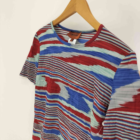 ミッソーニ MISSONI イタリア製 総柄 サイケ シルク S/S Tシャツ レディース 44
