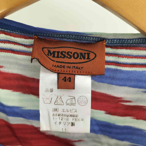 ミッソーニ MISSONI イタリア製 総柄 サイケ シルク S/S Tシャツ レディース 44