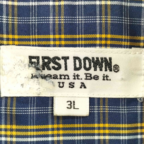 ファーストダウン FIRST DOWN チェック L/S BDシャツ メンズ 3L