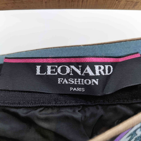 レオナール LEONARD 総柄 ティーカップ ウール シルク タイト スカート レディース 64