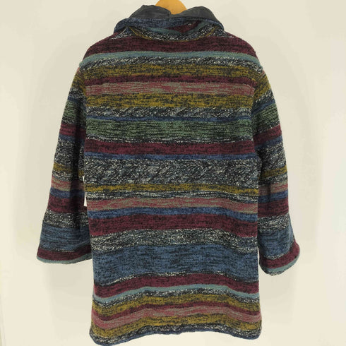ミッソーニ MISSONI イタリア製 総柄 ストライプ ツイード スタンドネック リバーシブル ジャケット ハーフ コート レディース import:M