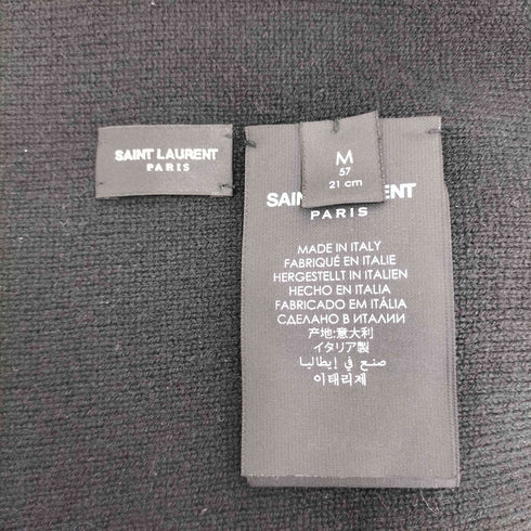 サンローランパリ SAINT LAURENT PARIS Logo Embroidered Beanie In Cashmere メンズ M