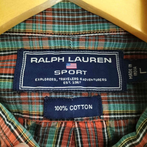 ラルフローレンスポーツ RALPH LAUREN SPORT ポニー刺繍 コットン チェック ボタンダウンシャツ メンズ import:L