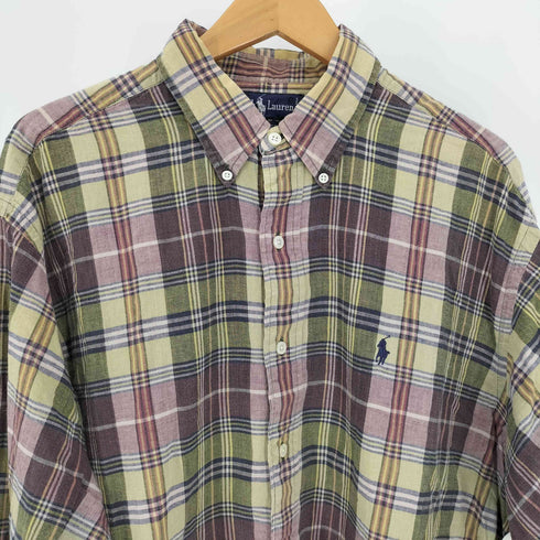 ラルフローレン RALPH LAUREN ポニー刺繍 マドラスチェック コットン B.D L/S シャツ メンズ import:L