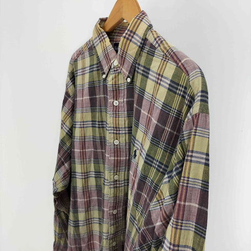 ラルフローレン RALPH LAUREN ポニー刺繍 マドラスチェック コットン B.D L/S シャツ メンズ import:L