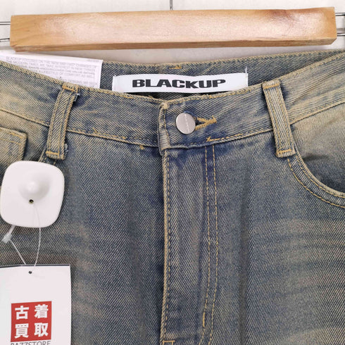 BLACKUP ジッパーフライ ウォッシュド フェード ストレートデニムパンツ Y2K レディース L