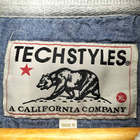 TECHSTYLES PACIFIC WHALE ワンポイント刺繍 ハーフジップ スウェット トレーナー メンズ XL