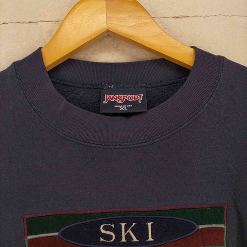 ジャンスポーツ JanSport USA製 SKI WINTER PARK ボックス刺繍 クルーネックスウェット トレーナー メンズ XL
