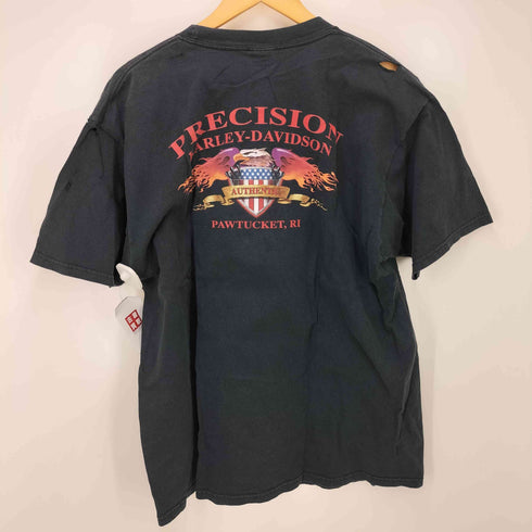 ハーレーダビッドソン HARLEY-DAVIDSON 00S USA製 PRECISION PAWTUCKET 両面プリント ダメージ加工 S/S Tシャツ コピーライト2002 メンズ import:XL