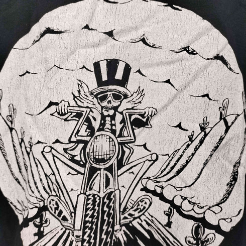 EASY RIDER スカル バイク バイカー Tシャツ 袖&裾シングル メンズ